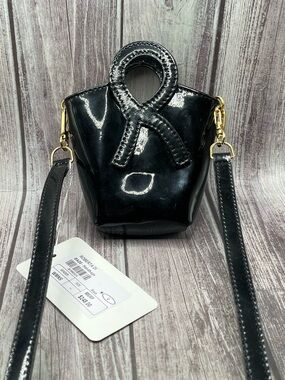 NWT Roberta di Camerino Black Patent Glossy Mini Bucket Bag Micro Crossbody